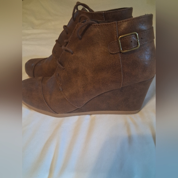 Maurices Black Lace-Up Wedge Boots - Picture 2 of 7